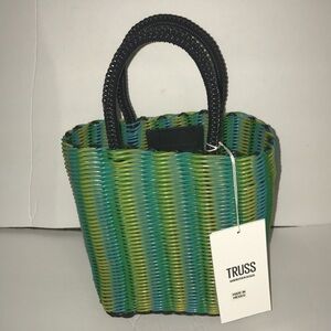 Truss PVC Woven Basketweave Micro Tote Green Yellow Blue Black rolled handles